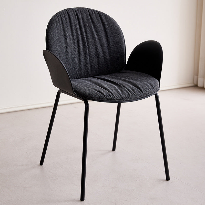Sillón decorativo contemporáneo nórdico de plástico, hierro, algodón y lino con respaldo y reposabrazos para sala de estar 