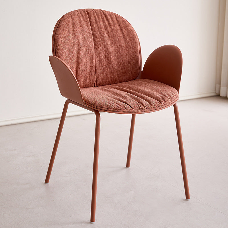 Sillón decorativo contemporáneo nórdico de plástico, hierro, algodón y lino con respaldo y reposabrazos para sala de estar 