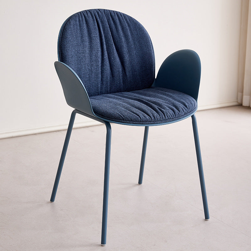 Sillón decorativo contemporáneo nórdico de plástico, hierro, algodón y lino con respaldo y reposabrazos para sala de estar 