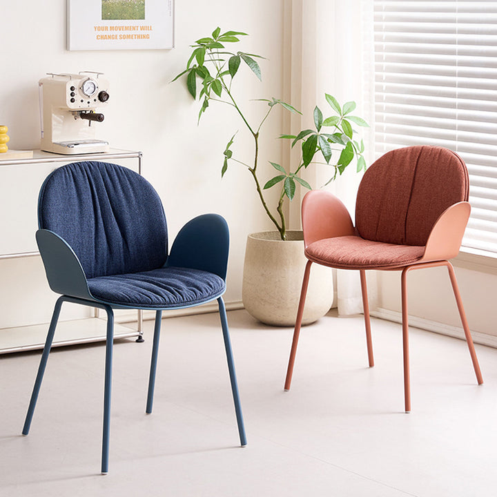 Sillón decorativo contemporáneo nórdico de plástico, hierro, algodón y lino con respaldo y reposabrazos para sala de estar 