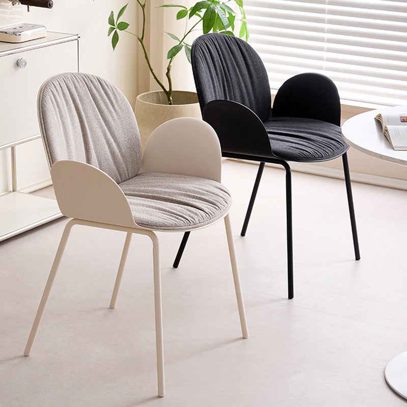 Sillón decorativo contemporáneo nórdico de plástico, hierro, algodón y lino con respaldo y reposabrazos para sala de estar 