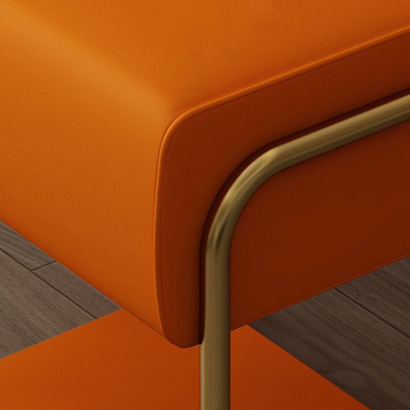 Modern Minimalist Iron Latex Sponge Artificial Leather Square Vanity Stool Backless Armless For Bedroom