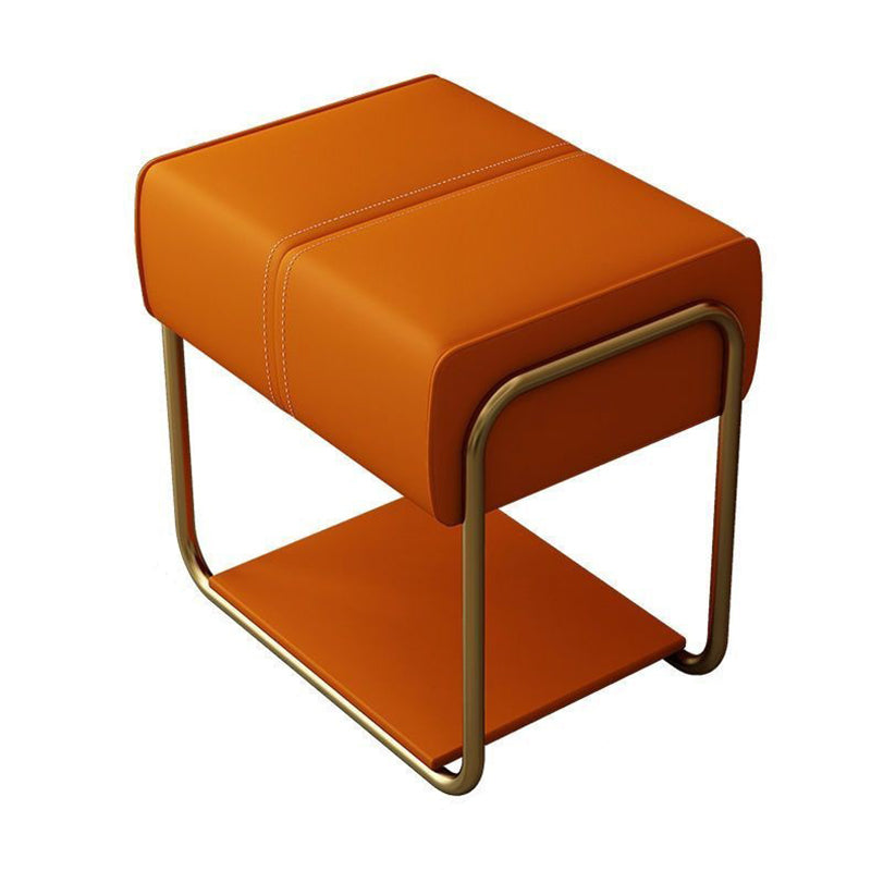 Moderner minimalistischer Schminkhocker aus Eisen, Kiefernholz, Latexschwamm und kratzfestem Leder, quadratisch, ohne Rückenlehne und Armlehnen, für das Schlafzimmer 