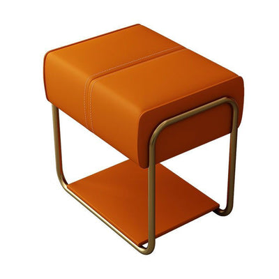 Modern Minimalist Iron Latex Sponge Artificial Leather Square Vanity Stool Backless Armless For Bedroom