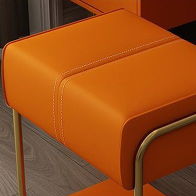 Modern Minimalist Iron Latex Sponge Artificial Leather Square Vanity Stool Backless Armless For Bedroom