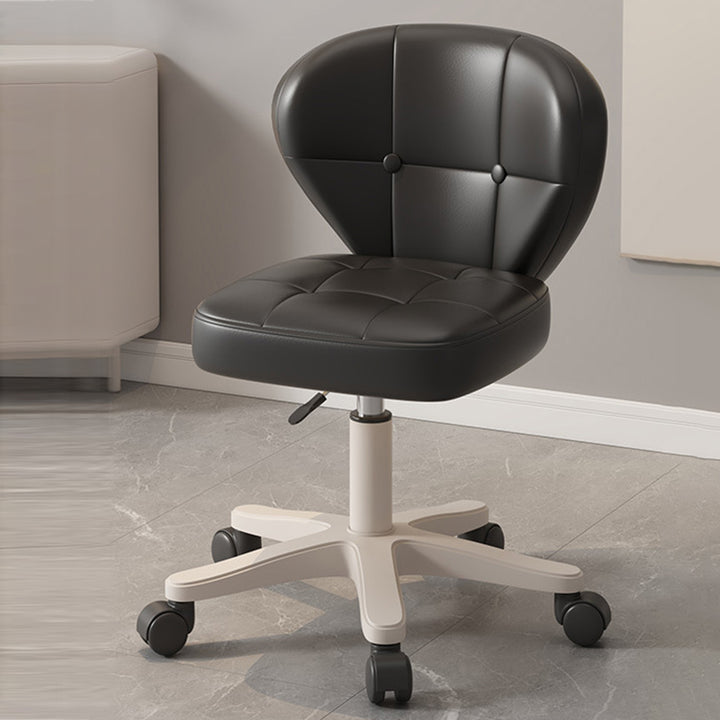 Moderner schlichter Schreibtischstuhl in Muschelform mit quadratischem Design aus kratzfestem Leder und Carbonstahl, höhenverstellbar, mit Rückenlehne und Armlehnen, für Homeoffice 