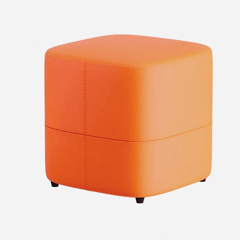 Modern Minimalist Square Solid Wood Foam Synthetic Leather Low Stool Backless Armless For Living Room