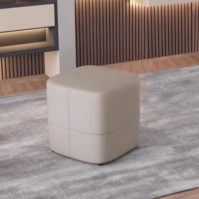 Modern Minimalist Square Solid Wood Foam Synthetic Leather Low Stool Backless Armless For Living Room