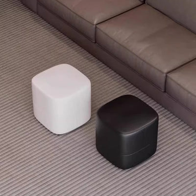 Modern Minimalist Square Solid Wood Foam Synthetic Leather Low Stool Backless Armless For Living Room