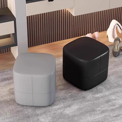 Modern Minimalist Square Solid Wood Foam Synthetic Leather Low Stool Backless Armless For Living Room