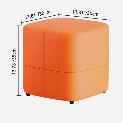 Modern Minimalist Square Solid Wood Foam Synthetic Leather Low Stool Backless Armless For Living Room