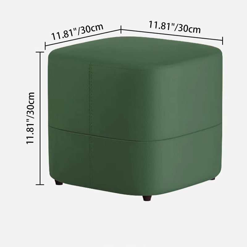 Modern Minimalist Square Solid Wood Foam Synthetic Leather Low Stool Backless Armless For Living Room