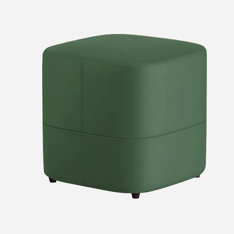 Modern Minimalist Square Solid Wood Foam Synthetic Leather Low Stool Backless Armless For Living Room