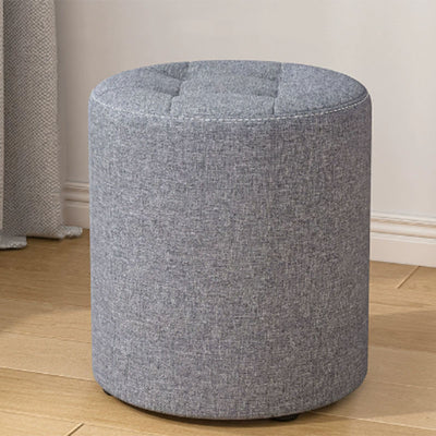 Modern Minimalist Round Solid Wood Cotton Linen Sponge Low Stool Backless Armless For Living Room