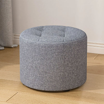 Modern Minimalist Round Solid Wood Cotton Linen Sponge Low Stool Backless Armless For Living Room