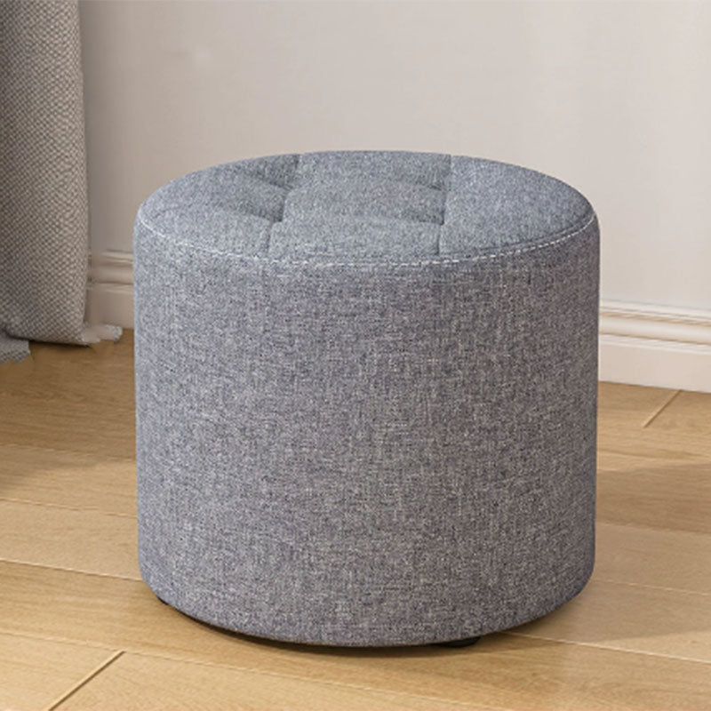 Modern Minimalist Round Solid Wood Cotton Linen Sponge Low Stool Backless Armless For Living Room