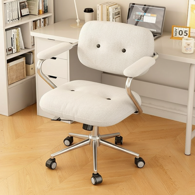 Modern Minimalist Liftable Movable Adjustable Square Corduroy Stainless Steel Foam Desk Chair Backrest Armrests For Bedroom