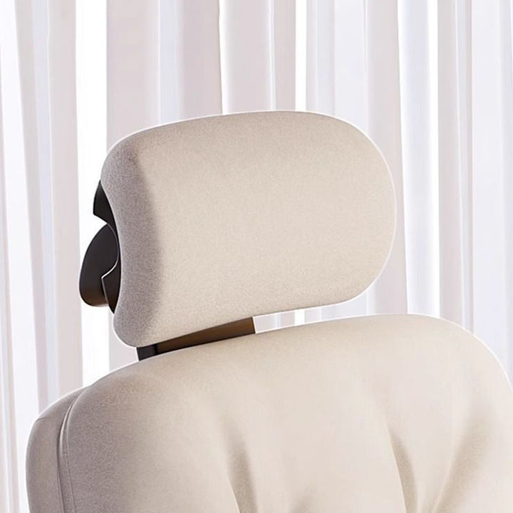 Moderner minimalistischer dreh- und verstellbarer Schreibtischstuhl aus Metall, Kunstfasergewebe und Schaumstoff mit quadratischen Armlehnen und Rückenlehne fürs Homeoffice 