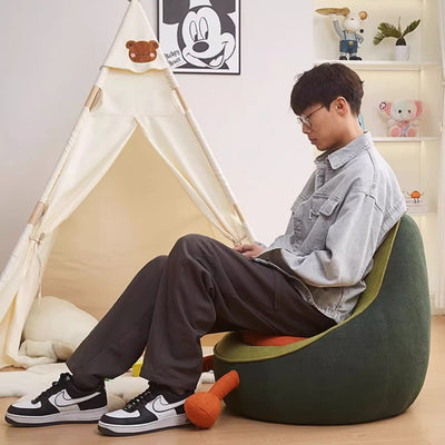 Contemporary Creative Kids Avocado-shaped Penguin-shaped Sponge Lambswool Accent Chair Backrest Armless For Living Room