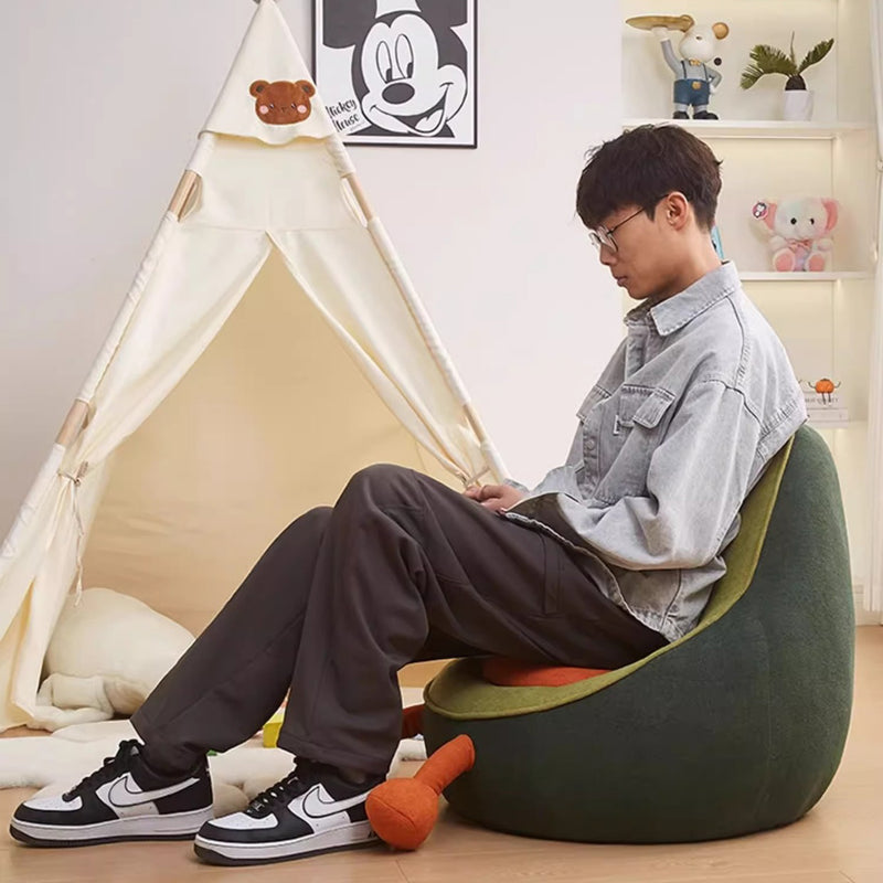 Contemporary Creative Kids Avocado-shaped Penguin-shaped Sponge Lambswool Accent Chair Backrest Armless For Living Room