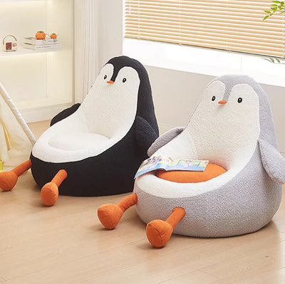 Contemporary Creative Kids Avocado-shaped Penguin-shaped Sponge Lambswool Accent Chair Backrest Armless For Living Room