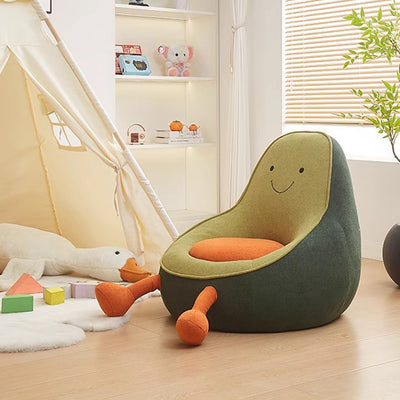 Contemporary Creative Kids Avocado-shaped Penguin-shaped Sponge Lambswool Accent Chair Backrest Armless For Living Room