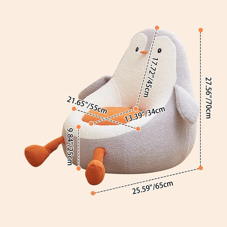 Contemporary Creative Kids Avocado-shaped Penguin-shaped Sponge Lambswool Accent Chair Backrest Armless For Living Room