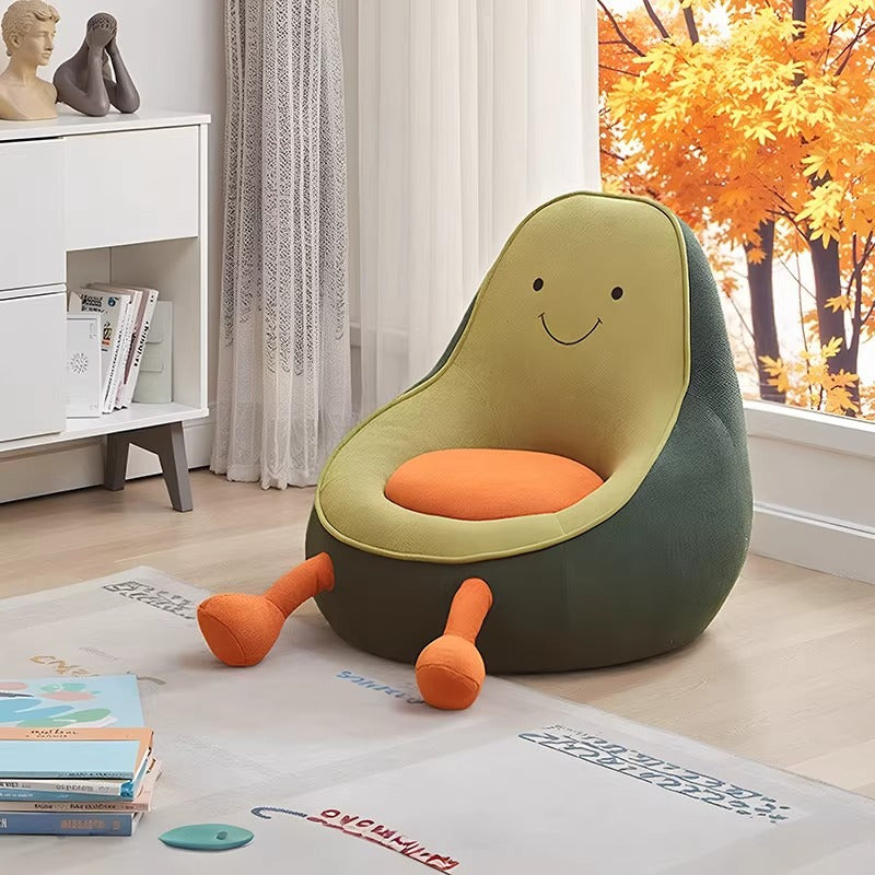 Contemporary Creative Kids Avocado-shaped Penguin-shaped Sponge Lambswool Accent Chair Backrest Armless For Living Room