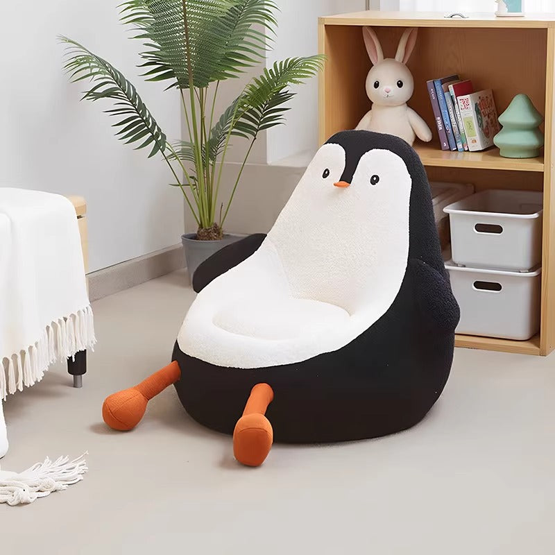 Contemporary Creative Kids Avocado-shaped Penguin-shaped Sponge Lambswool Accent Chair Backrest Armless For Living Room