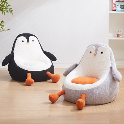 Contemporary Creative Kids Avocado-shaped Penguin-shaped Sponge Lambswool Accent Chair Backrest Armless For Living Room