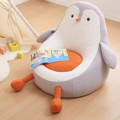 Contemporary Creative Kids Avocado-shaped Penguin-shaped Sponge Lambswool Accent Chair Backrest Armless For Living Room