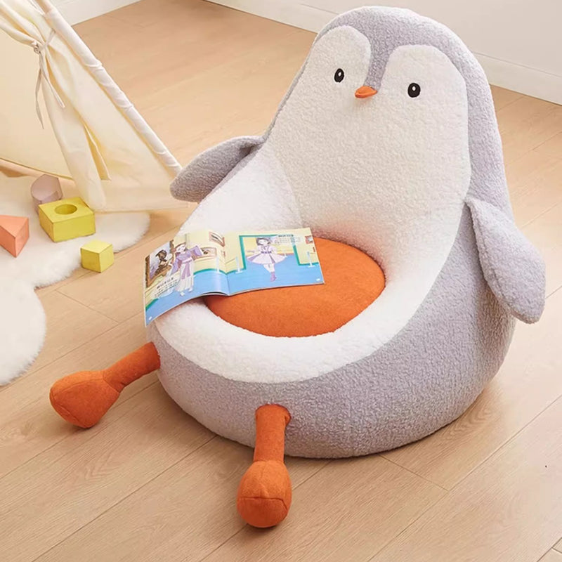 Contemporary Creative Kids Avocado-shaped Penguin-shaped Sponge Lambswool Accent Chair Backrest Armless For Living Room