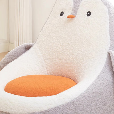 Contemporary Creative Kids Avocado-shaped Penguin-shaped Sponge Lambswool Accent Chair Backrest Armless For Living Room