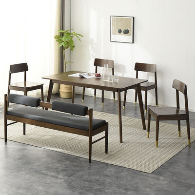Traditional Vintage Rectangular Solid Wood Fabric Bench Backrest Armless For Living Room