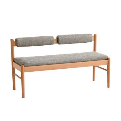 Traditional Vintage Rectangular Solid Wood Fabric Bench Backrest Armless For Living Room