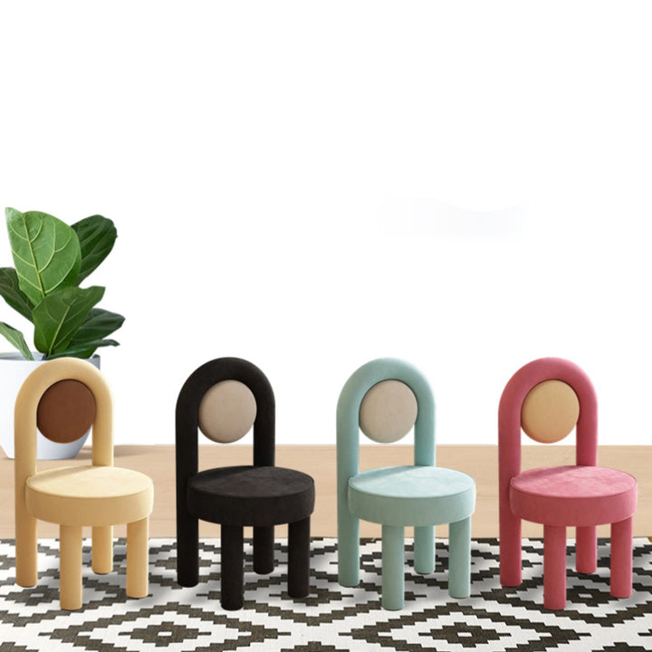 Moderner minimalistischer Schminkhocker mit rundem Bogen, aus Wildlederstoff, Karbonstahl und Schaumstoff, mit Rückenlehne, ohne Armlehnen, für das Schlafzimmer 