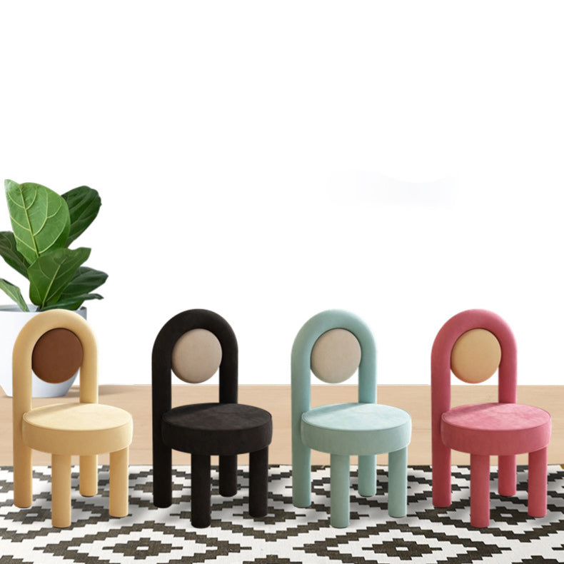 Modern Minimalist Arched Round Brushed Velvet Metal Foam Vanity Stool Backrest Armless For Bedroom