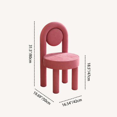 Modern Minimalist Arched Round Brushed Velvet Metal Foam Vanity Stool Backrest Armless For Bedroom