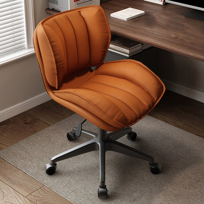 Modern Minimalist Adjustable Removable Square-Striped Metal PU Leather Foam Desk Chair Backrest Armless For Home Office