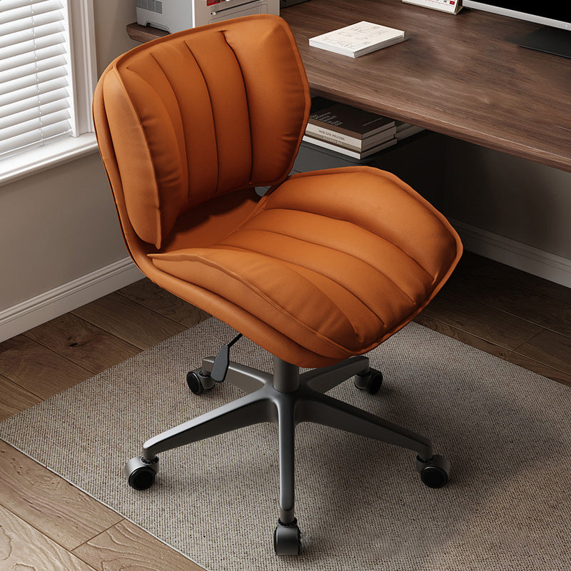 Modern Minimalist Adjustable Removable Square-Striped Metal PU Leather Foam Desk Chair Backrest Armless For Home Office