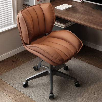 Modern Minimalist Adjustable Removable Square-Striped Metal PU Leather Foam Desk Chair Backrest Armless For Home Office