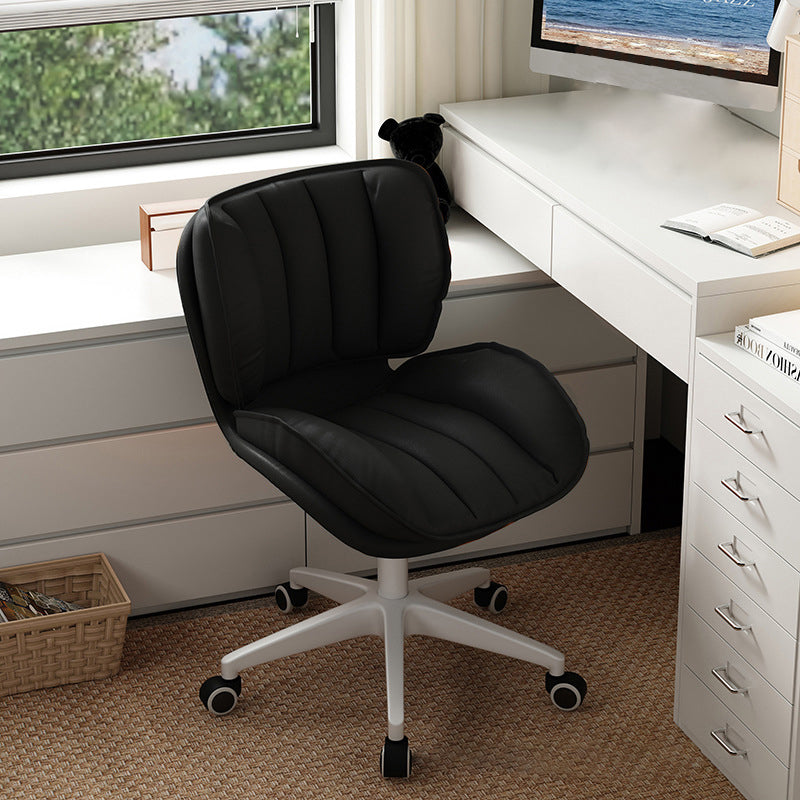 Modern Minimalist Adjustable Removable Square-Striped Metal PU Leather Foam Desk Chair Backrest Armless For Home Office