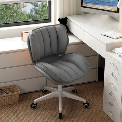 Modern Minimalist Adjustable Removable Square-Striped Metal PU Leather Foam Desk Chair Backrest Armless For Home Office