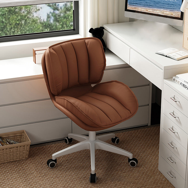 Modern Minimalist Adjustable Removable Square-Striped Metal PU Leather Foam Desk Chair Backrest Armless For Home Office