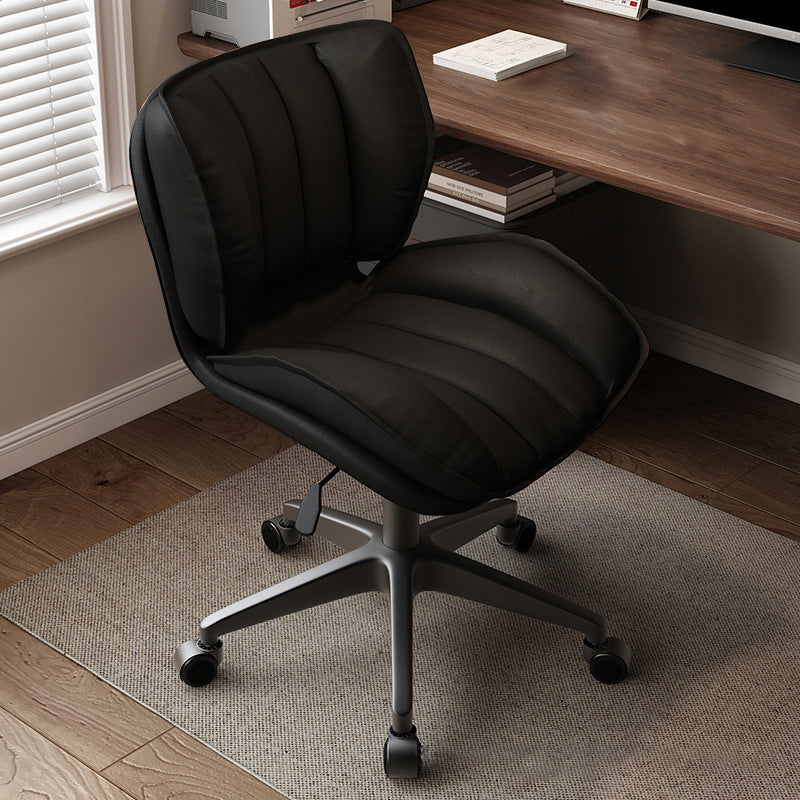 Modern Minimalist Adjustable Removable Square-Striped Metal PU Leather Foam Desk Chair Backrest Armless For Home Office
