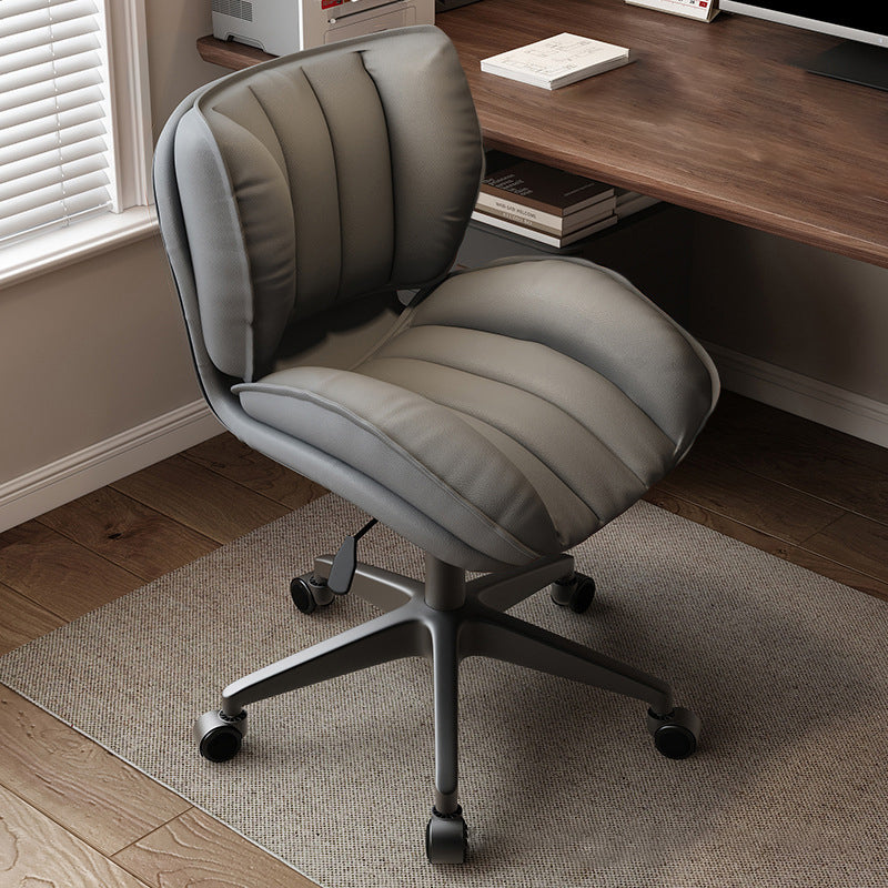 Modern Minimalist Adjustable Removable Square-Striped Metal PU Leather Foam Desk Chair Backrest Armless For Home Office