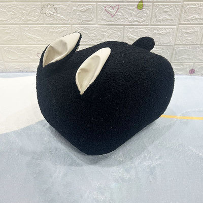 Contemporary Creative Kids Rabbit-Shaped Lambswool Solid Wood Sponge Low Stool Backless Armless For Living Room