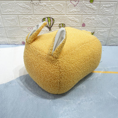 Contemporary Creative Kids Rabbit-Shaped Lambswool Solid Wood Sponge Low Stool Backless Armless For Living Room