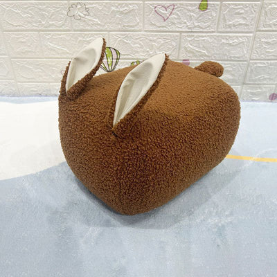 Contemporary Creative Kids Rabbit-Shaped Lambswool Solid Wood Sponge Low Stool Backless Armless For Living Room