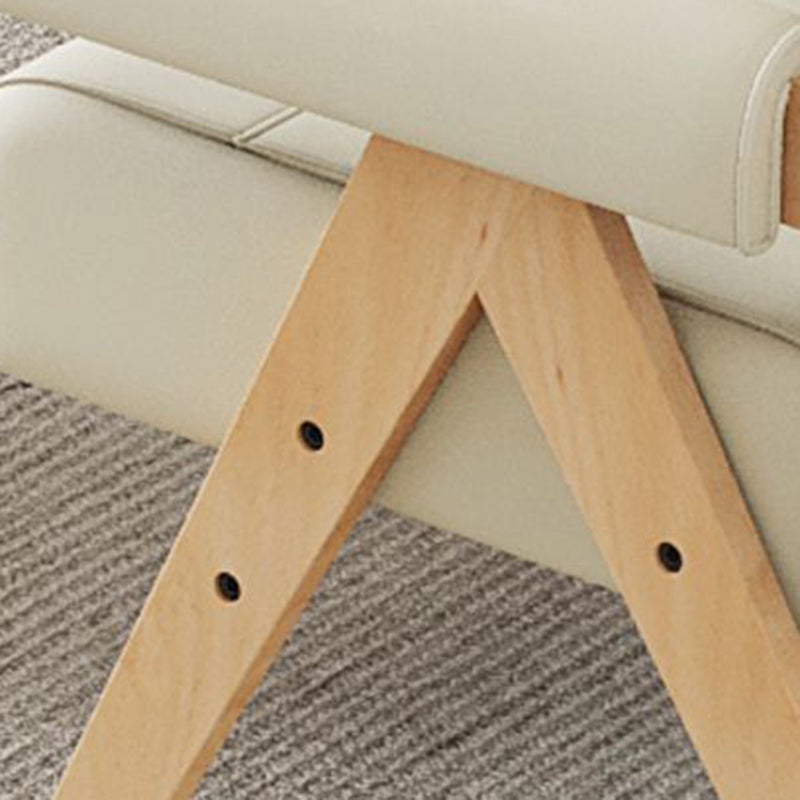 Modern Minimalist Square Foam Solid Wood Faux Leather Accent Chair Backrest Armrests For Living Room